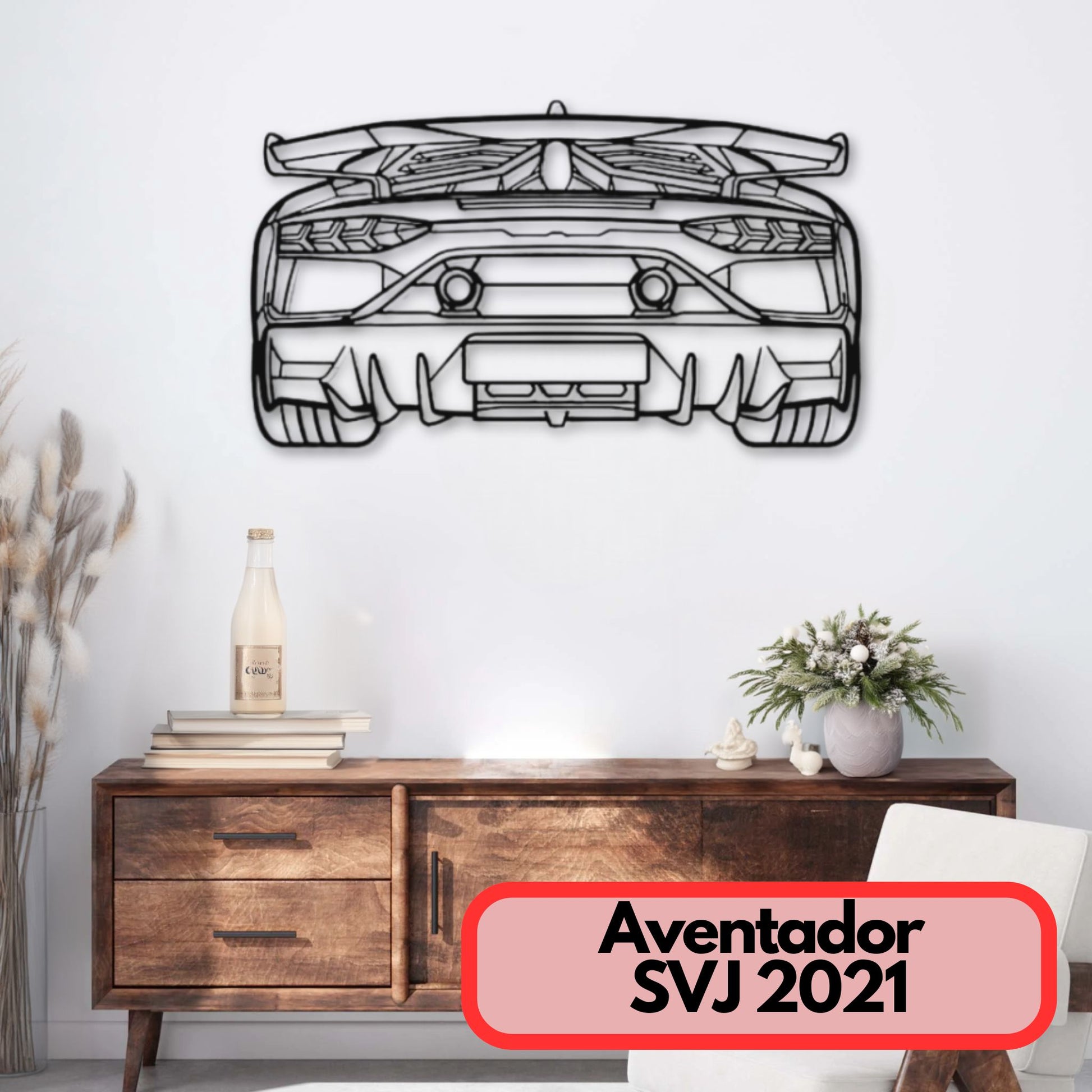 Décoration murale métal Aventador SVJ 2021 Vue arrière