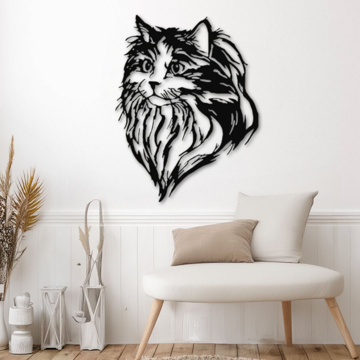 décoration murale métal chat maine coon